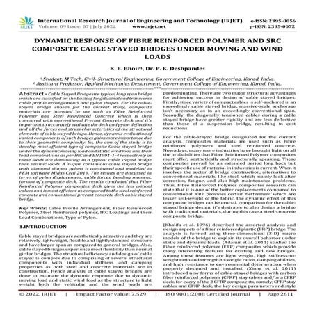 DYNAMIC RESPONSE OF FIBRE REINFORCED POLYMER AND SRC COMPOSITE CABLE STAYED B...