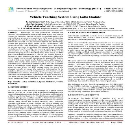 Vehicle Tracking System Using LoRa Module