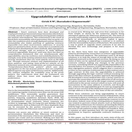 Upgradability of smart contracts: A Review | PDF
