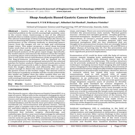 Shap Analysis Based Gastric Cancer Detection