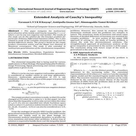 Extended Analysis of Cauchy’s Inequality