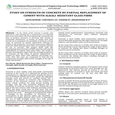 EXPERIMENTAL STUDY ON THE BEHAVIOR OFCONCRETE BY REPLACEMENT OF FINE ...
