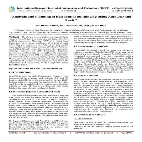 “Analysis and Planning of Residential Building by Using AutoCAD and Revit.”