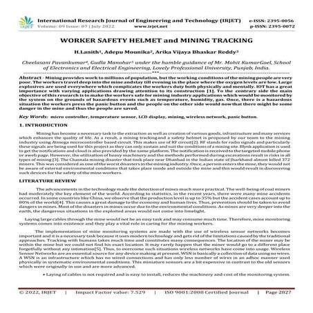 WORKER SAFETY HELMET and MINING TRACKING