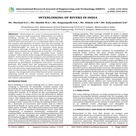 INTERLINKING OF RIVERS IN INDIA