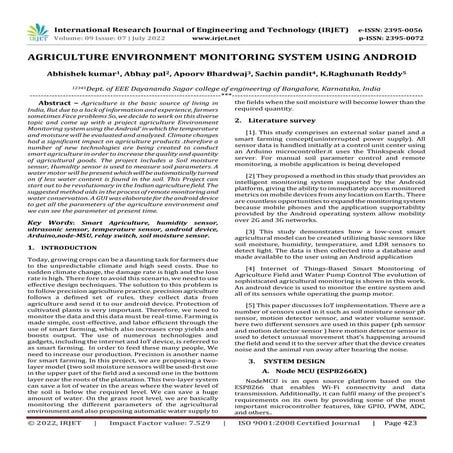AGRICULTURE ENVIRONMENT MONITORING SYSTEM USING ANDROID