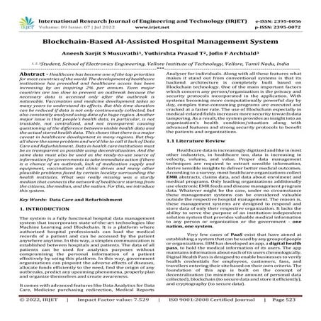 Blockchain-Based AI-Assisted Hospital Management System