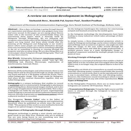 A review on recent development in Holography