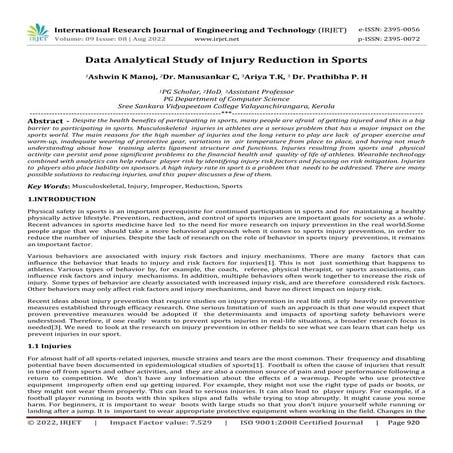 Data Analytical Study of Injury Reduction in Sports
