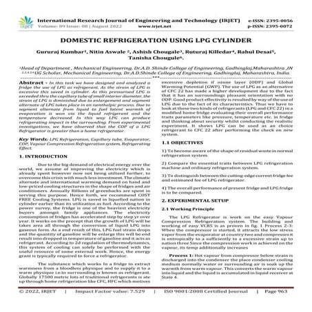 DOMESTIC REFRIGERATION USING LPG CYLINDER