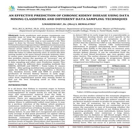 AN EFFECTIVE PREDICTION OF CHRONIC KIDENY DISEASE USING DATA MINING CLASSIFIE...