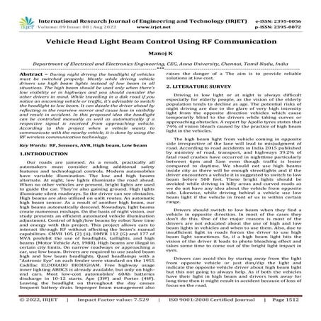 AUTOMATED HEADLIGHT CONTROL USING LABVIEW | J4RV3I12018 | PDF