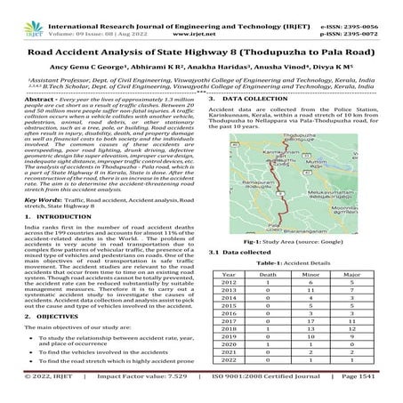 Road Accident Analysis Of State Highway 8 Thodupuzha To Pala Road Pdf
