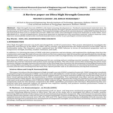 A Review paper on Ultra High Strength Concrete