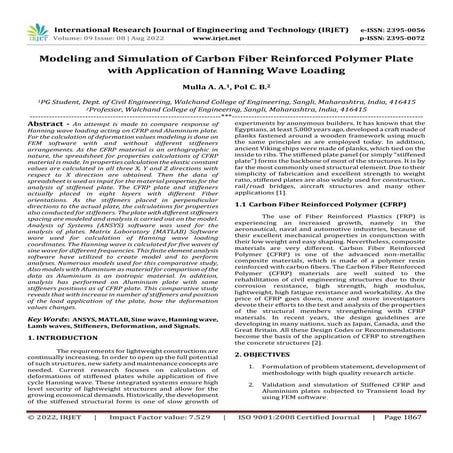 Modeling and Simulation of Carbon Fiber Reinforced Polymer Plate with Applica...