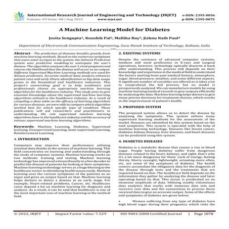 A Machine Learning Model for Diabetes