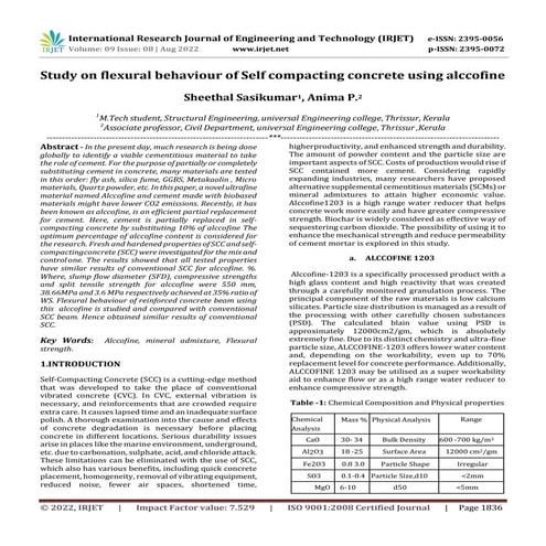 STUDY ON PERFORMANCE OF CONCRETE BY USING ALCCOFINE AS A PARTIAL ...