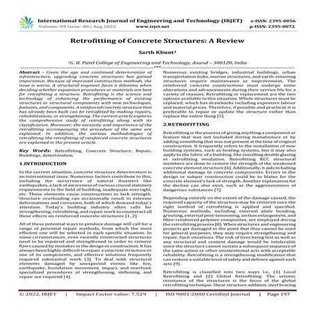 Retrofitting of Concrete Structures: A Review