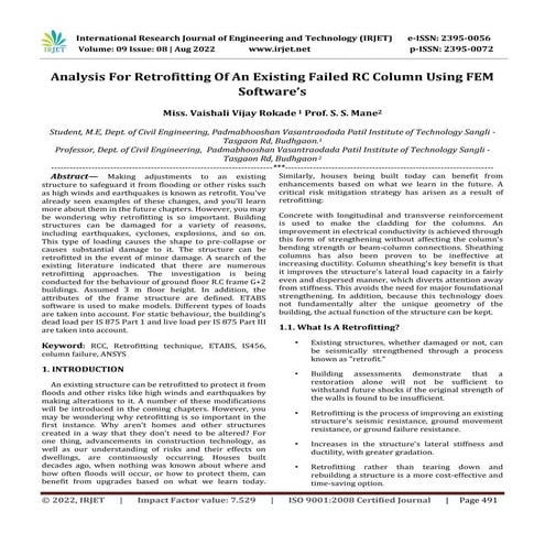 Analysis For Retrofitting Of An Existing Failed RC Column Using FEM Software’s