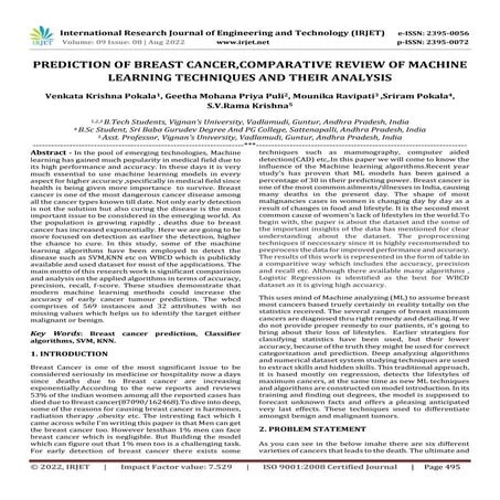 PREDICTION OF BREAST CANCER,COMPARATIVE REVIEW OF MACHINE LEARNING TECHNIQUES...