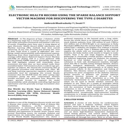 ELECTRONIC HEALTH RECORD USING THE SPARSE BALANCE SUPPORT VECTOR MACHINE FOR ...