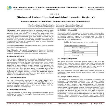 UPHAR (Universal Patient Hospital and Administration Registry)