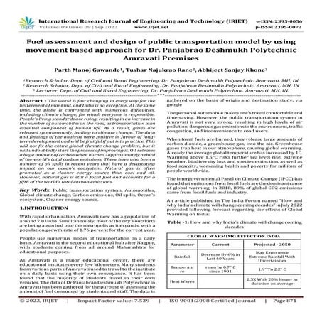 Fuel assessment and design of public transportation model by using movement b...