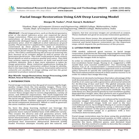 Facial Image Restoration Using GAN Deep Learning Model