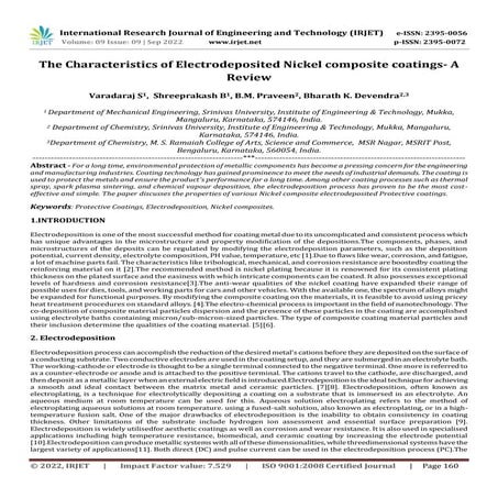 The Characteristics of Electrodeposited Nickel composite coatings- A Review