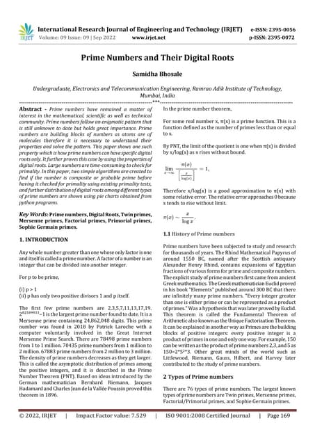 Prime Numbers and Their Digital Roots