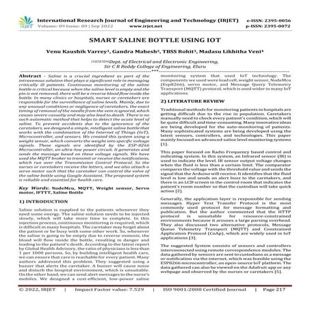 SMART SALINE BOTTLE USING IOT