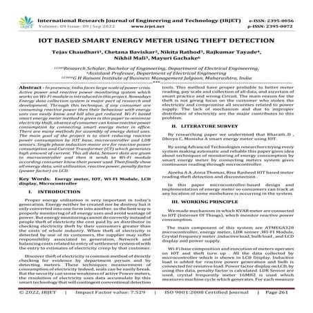 IOT BASED SMART ENERGY METER USING THEFT DETECTION