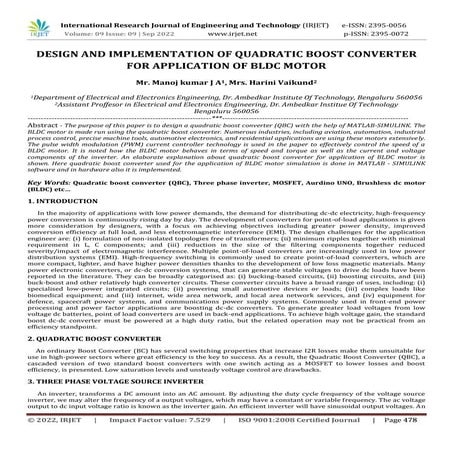 DESIGN AND IMPLEMENTATION OF QUADRATIC BOOST CONVERTER FOR APPLICATION OF BLD...