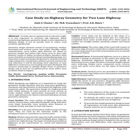 Case Study on Highway Geometry for Two Lane Highway