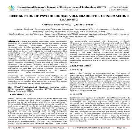 RECOGNITION OF PSYCHOLOGICAL VULNERABILITIES USING MACHINE LEARNING