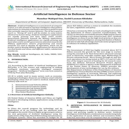 IRJET- Artificial Intelligence in Defense Sector | PDF