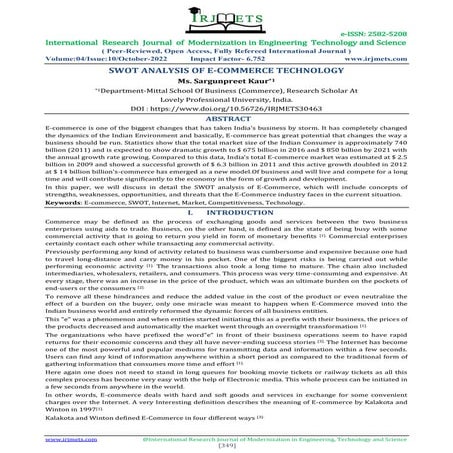  Swot Analysis Of e-Commerce