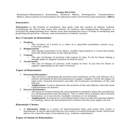 B.Tech 5th Semester Industrial Robotics Notes Module- III