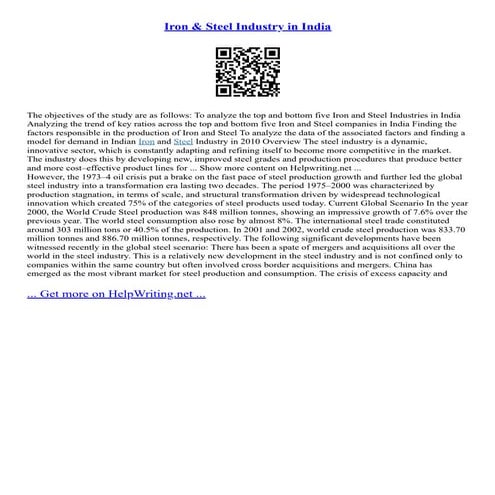 Iron &Amp; Steel Industry In India