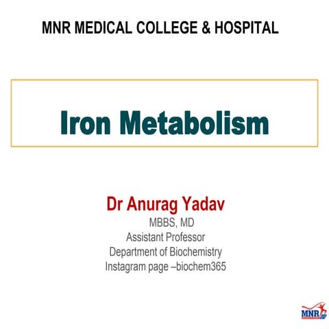 Iron metabolism by Dr Anurag Yadav