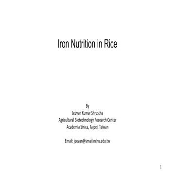 Iron Nutrition and mechanism of iron uptake in Rice