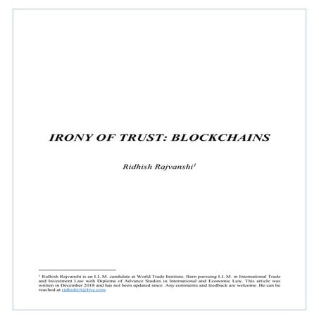 Irony of Trust - Blockchain