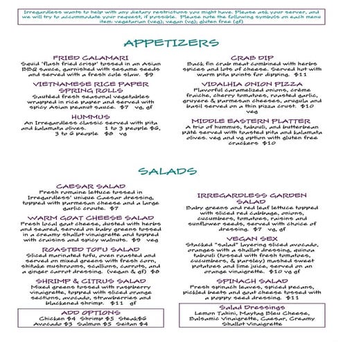 table 42 dinner menu | PDF