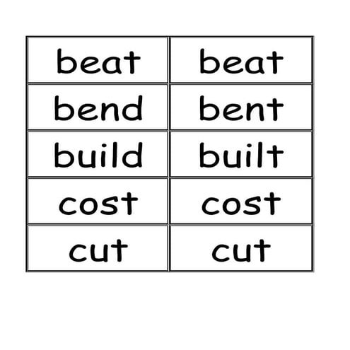 Irregular past verbs