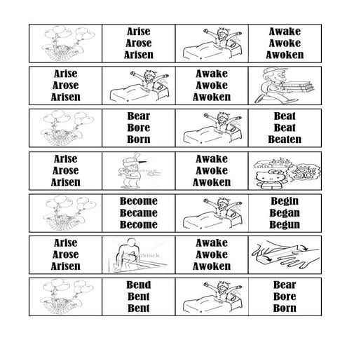 Irregular verbs domino coloring