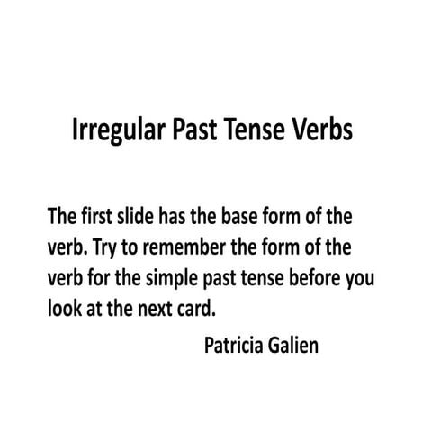 Irregular Verbs Pdf