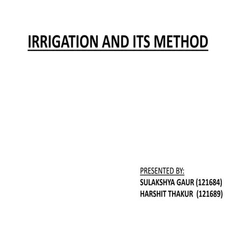 Irrigation and its types
