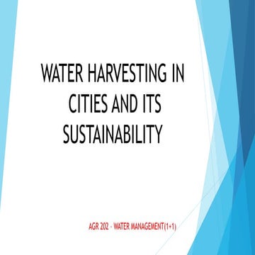 WATER HARVESTING IN CITIES AND ITS SUSTAINABILITY