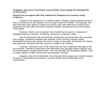 Gateway 2 Sample Essay (Irrigation & chemicals)