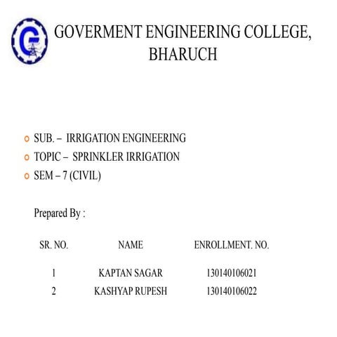 SPRINKLER IRRIGATION
